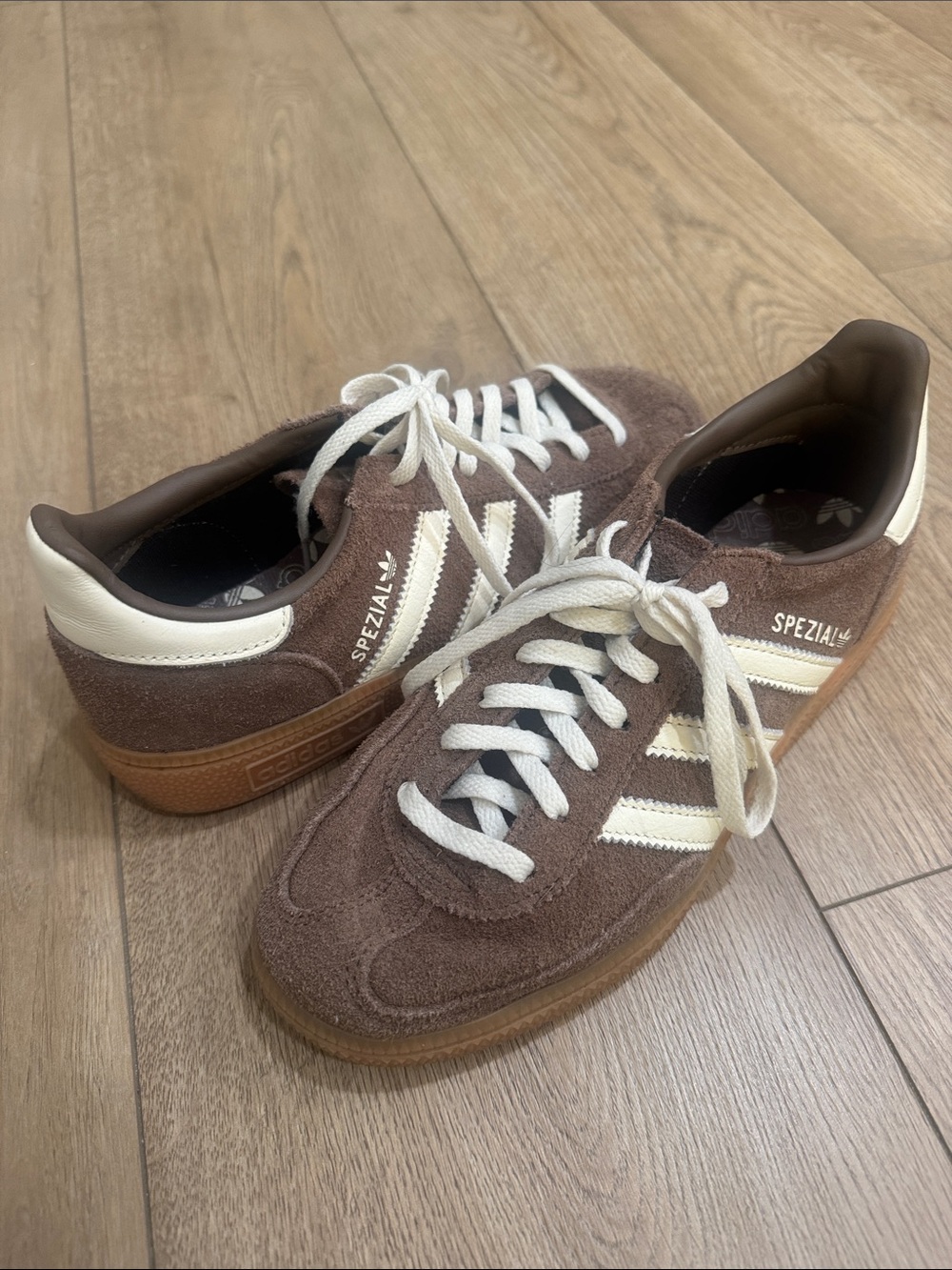 adidas Spezial Brown Suede Sneakers with Cream Stripes